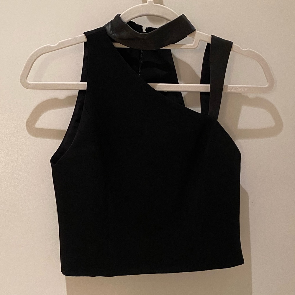 Alice & Olivia black top with leather detailing